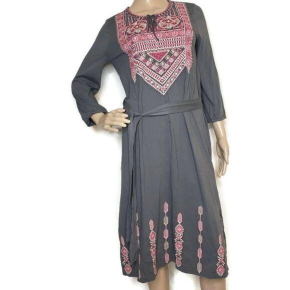 Johnny Was NWT Sabriya Weekend Dress embroidered floral geometric midi Size XS/S - Picture 4 of 8